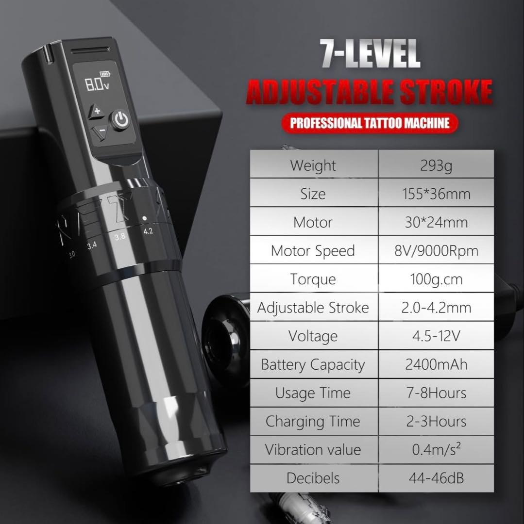 X net ワイヤレスタトゥーマシン　Wireless tattoo pen