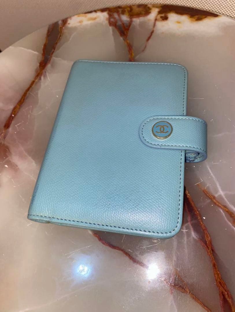 mumu 未使用 CHANELシャネル 水色レザー 手帳 希少色