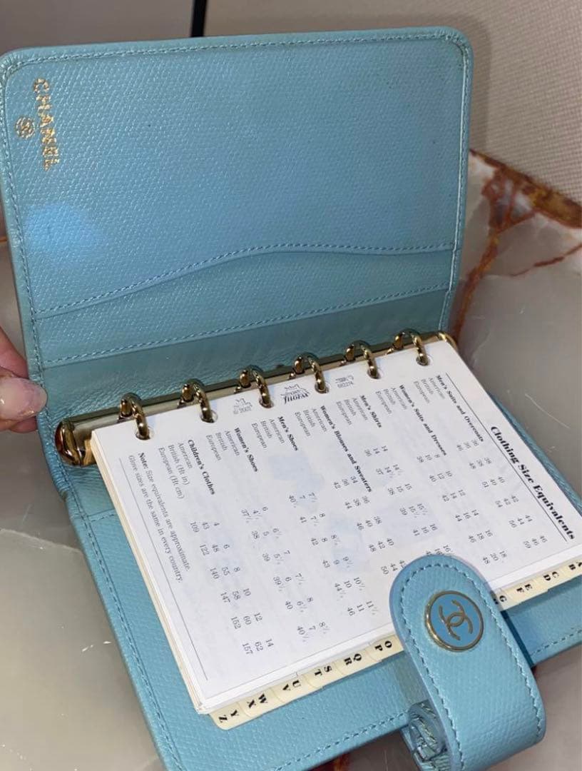 mumu 未使用 CHANELシャネル 水色レザー 手帳 希少色