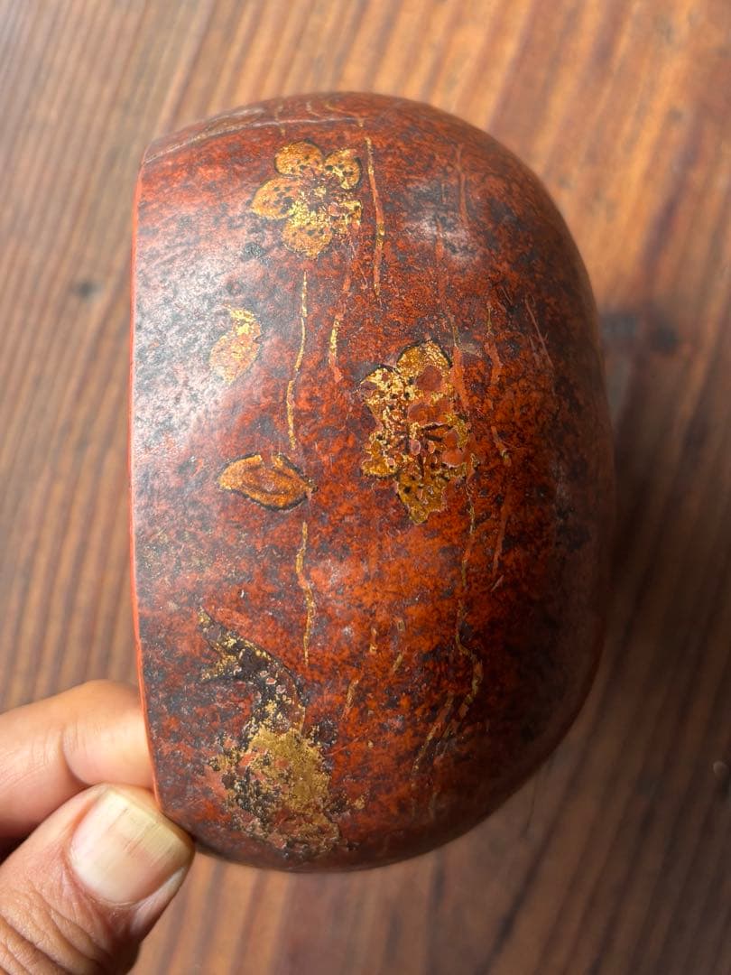 瓢箪胎漆器　装飾的な漆器ボウル 東南アジア