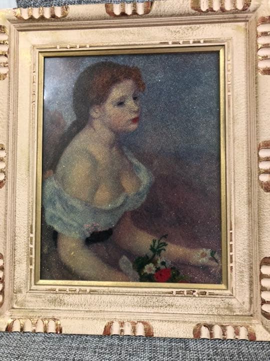 大変珍しい　ルノアール　花を持つ少女　ビーズ