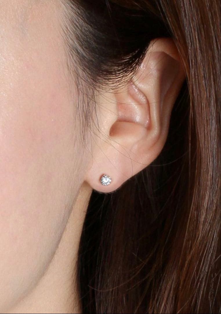 まさみ様用CZダイヤモンド スタッドピアス K14WG 14金 一粒ダイヤモンド