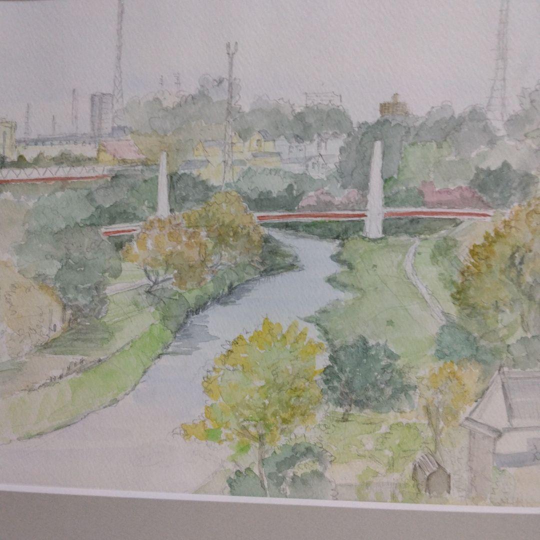 水彩画　　F4   埼玉県志木新河岸