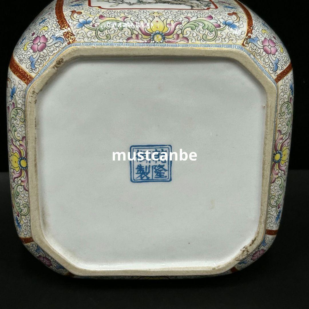 琺瑯花鳥蓋缶 景徳鎮 陶磁器 装飾品 現代工芸品 美術品 置物