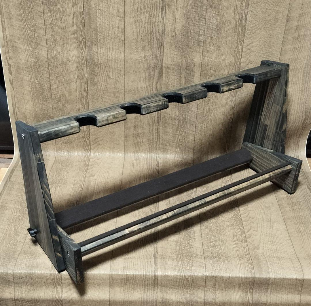 ♪手作り 沖縄三線ラック　折りたたみ収納　５丁掛け　三線スタンド　♪