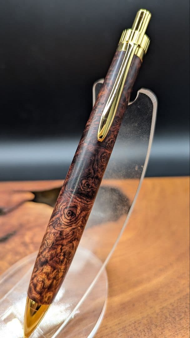 580超極上　ホンジュラスローズウッド　瘤杢　木軸シャーペン　ボールペン