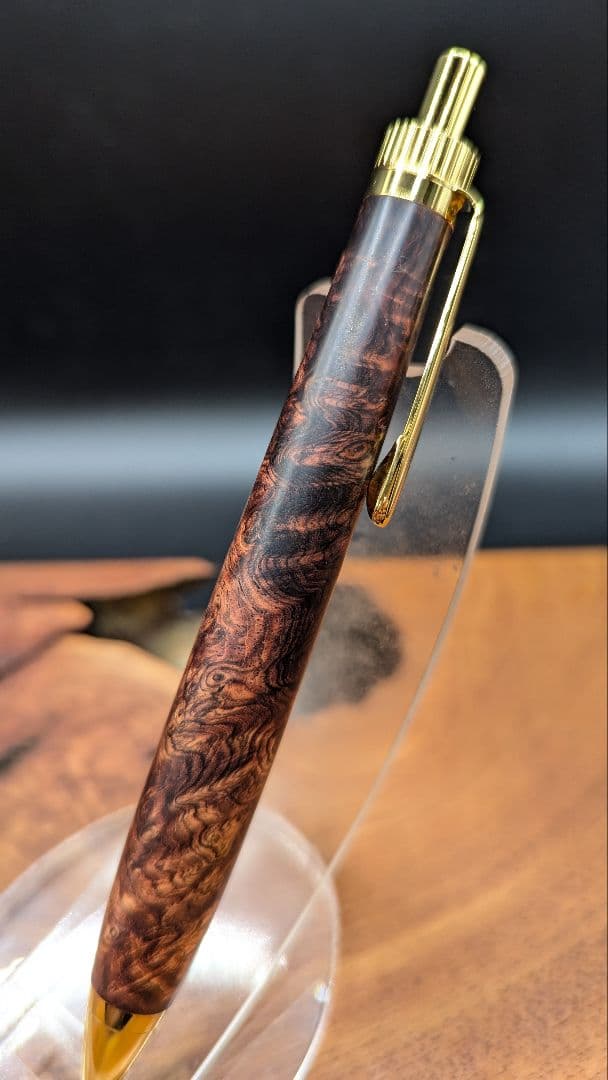 580超極上　ホンジュラスローズウッド　瘤杢　木軸シャーペン　ボールペン