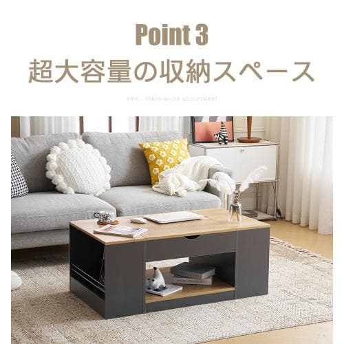 新作登場】センターテーブル 昇降テーブル 大容量収納 収納付き 幅110CM 北