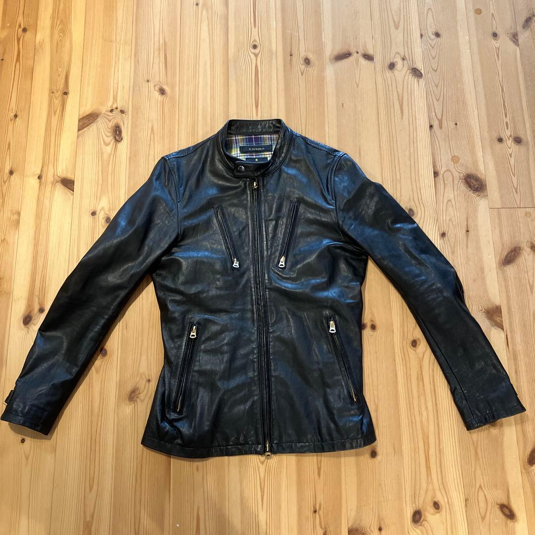 R. NEWBOLD ブラックレザーシングルライダースジャケット M