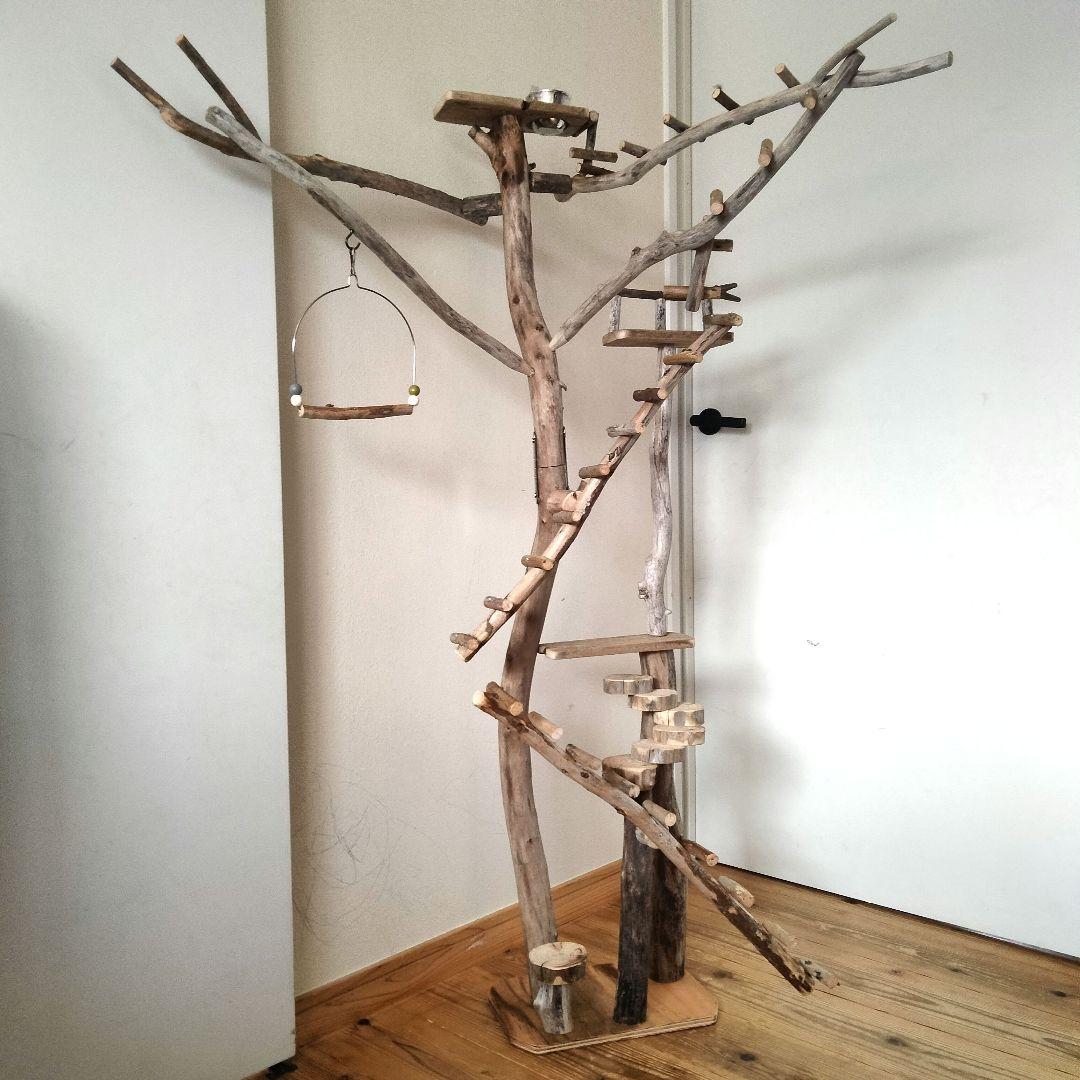 バードアスレチックジム大型 ㊺ 天然木 自然木 流木 インコ おもちゃ