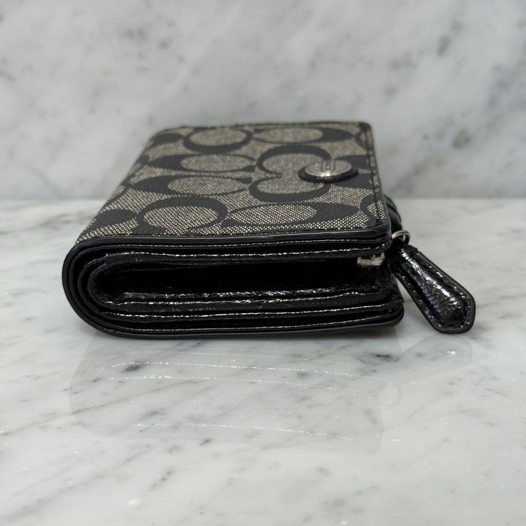新品 未使用 COACH コーチ 二つ折り財布 ブラック 黒 本革 レザー