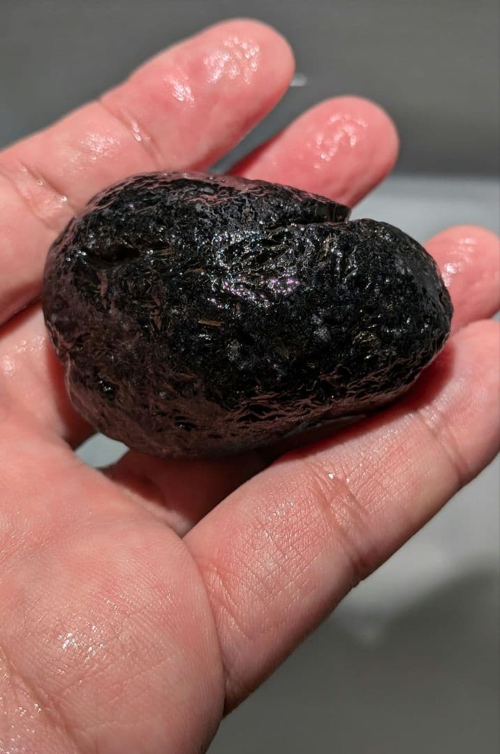 原石　十勝石玲瓏　ブルーベースレインボーオブシディアン　超特級品