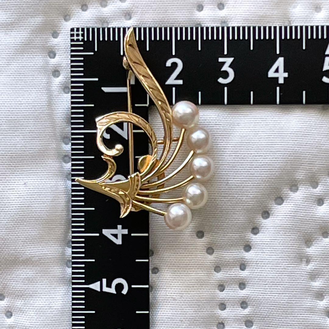 極美品 ミキモトMIKIMOTO パール ブローチ ゴールド K14 人気