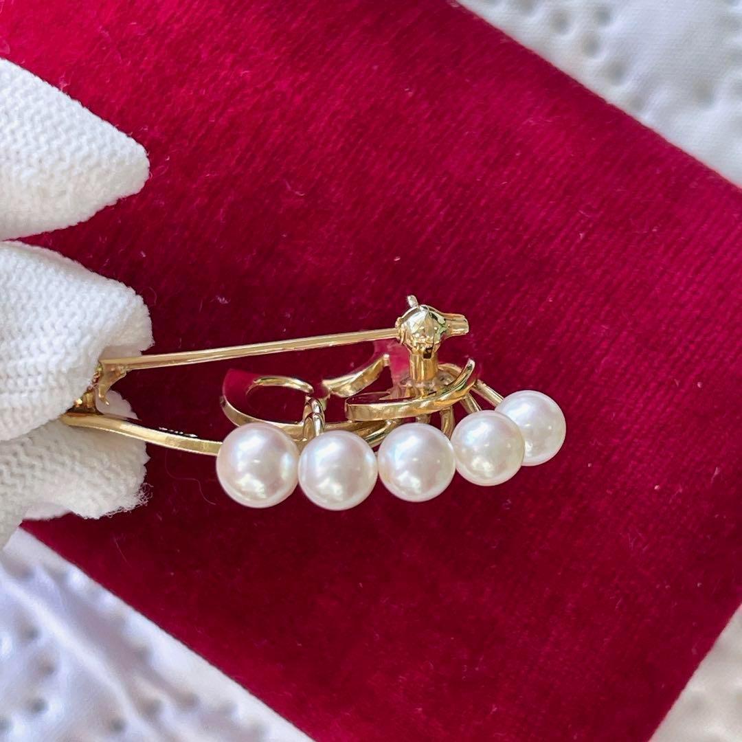 極美品 ミキモトMIKIMOTO パール ブローチ ゴールド K14 人気