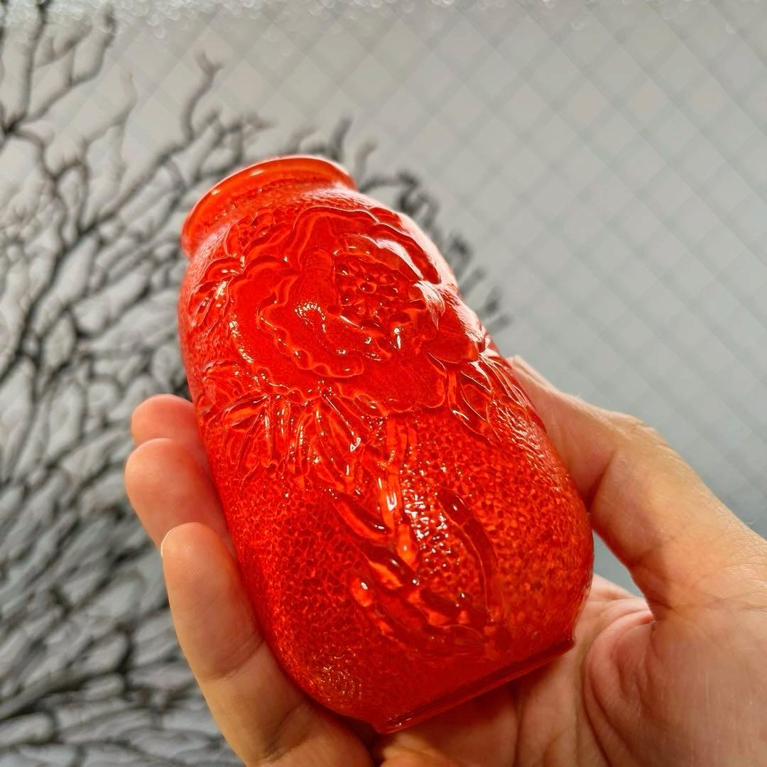 骨董　時代ガラス　超希少　瓜型　牡丹エンボス　飴屋瓶　金平糖瓶　菓子瓶