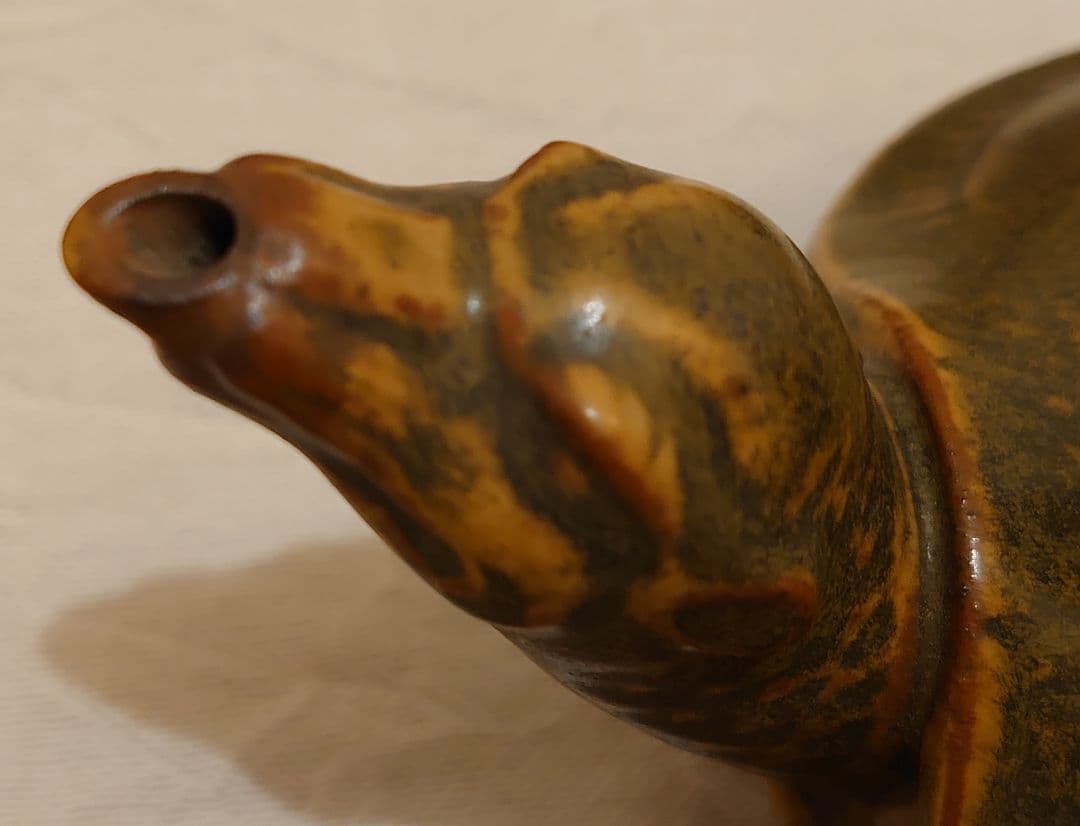 薩摩焼 壽官陶苑 亀型 酒器 蕎麦釉 ヴィンテージ