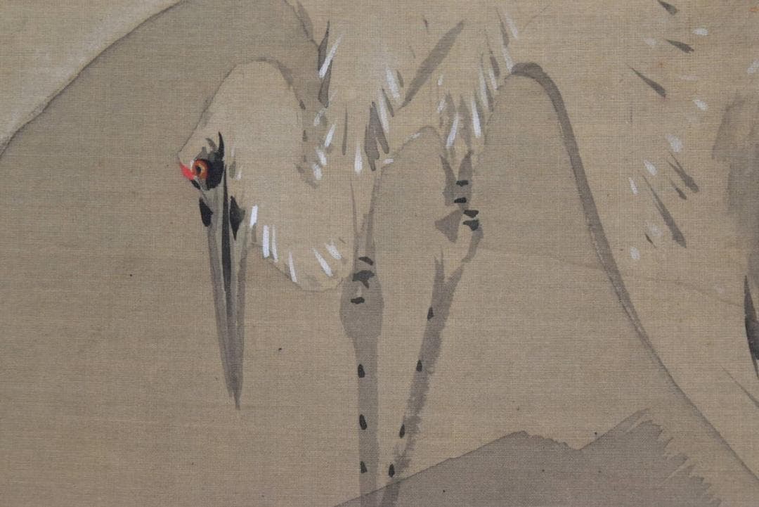 【真作】菊池容斎/松鶴図/幕末・明治/掛軸/名家伝来/AA-891