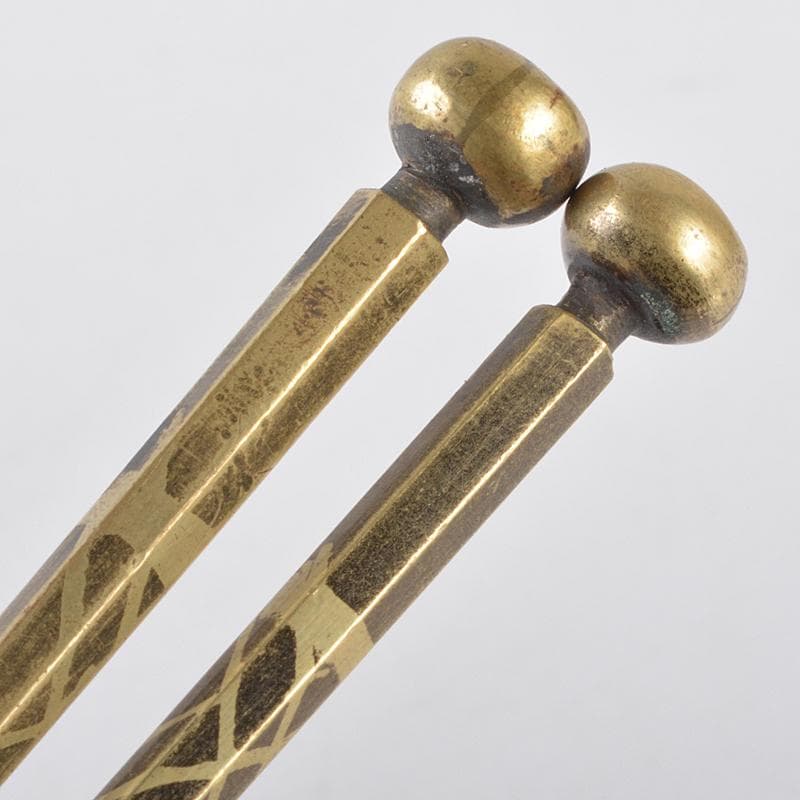 茶道具　金谷五郎三郎作　黄銅　火箸　共箱　M　R7525