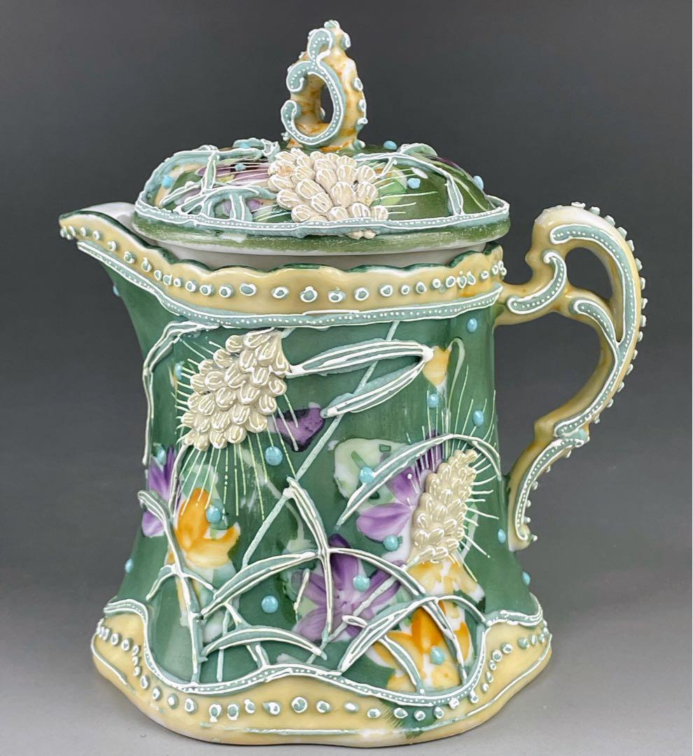 【希少】オールドニッポン アールヌーボー 麦図 一陳盛り上げ クリーマー ジャグ