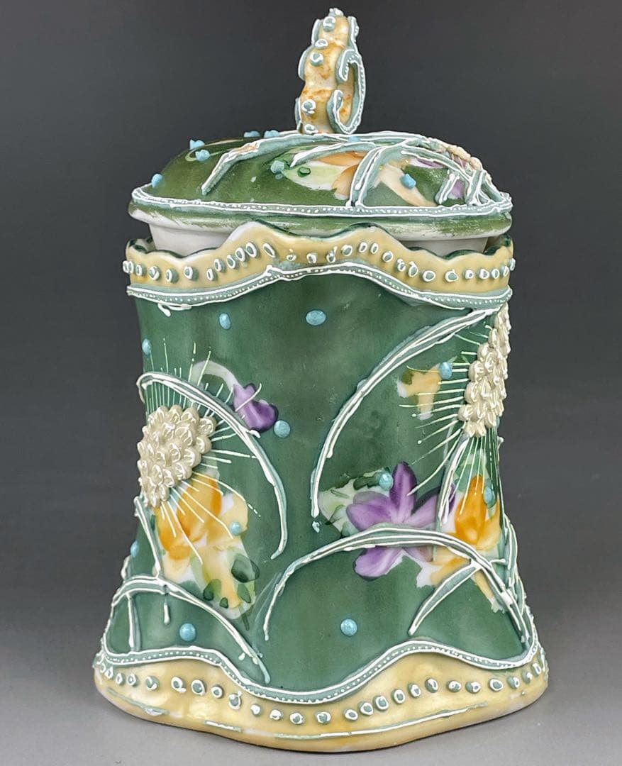 【希少】オールドニッポン アールヌーボー 麦図 一陳盛り上げ クリーマー ジャグ