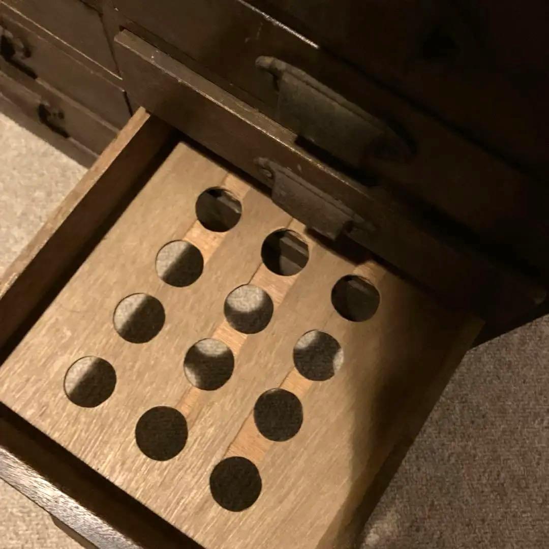 古道具・木製12段引き出し小物棚