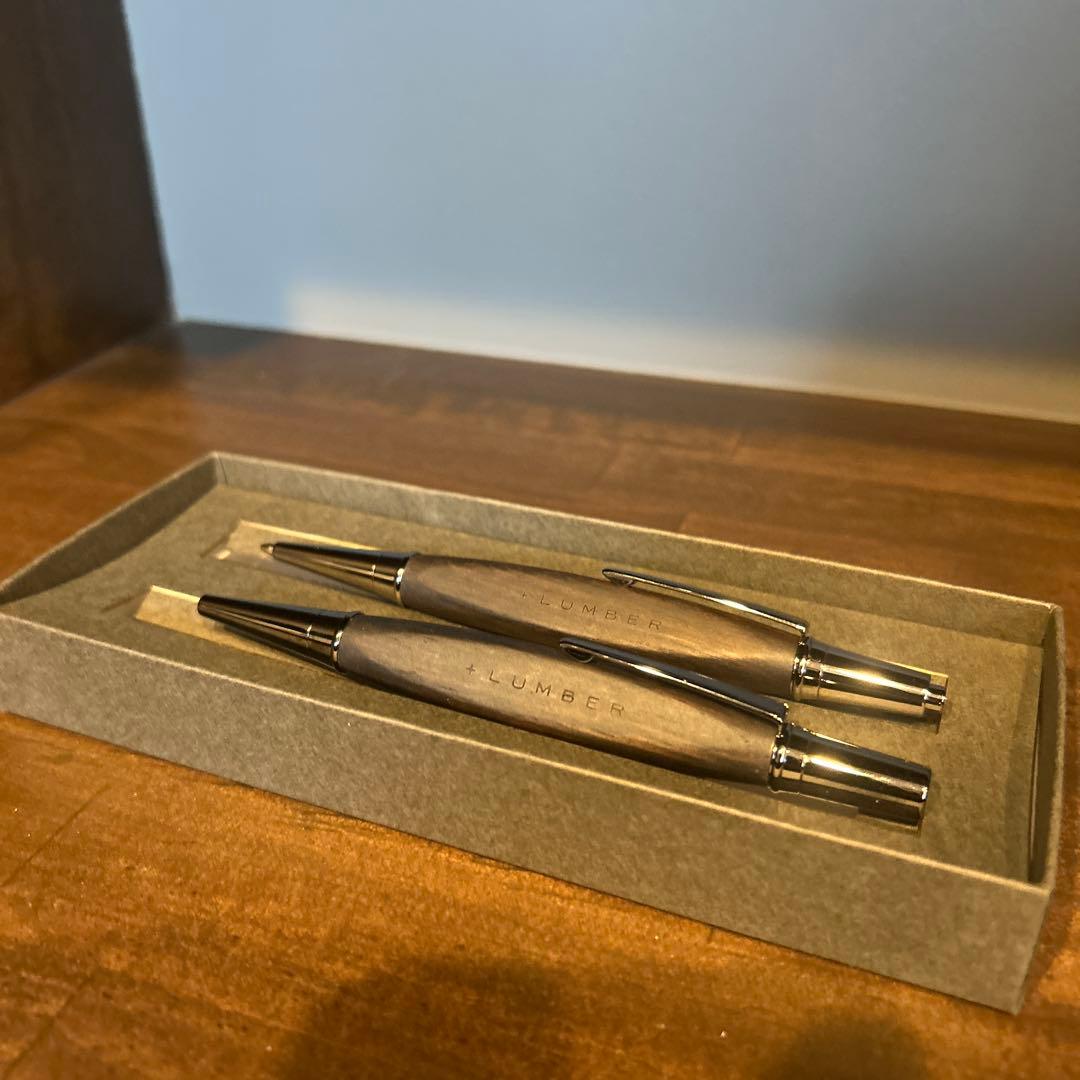 希少品プレミアム黒檀＋LUMBER ボールペン シャープペン2本セット ブラウン