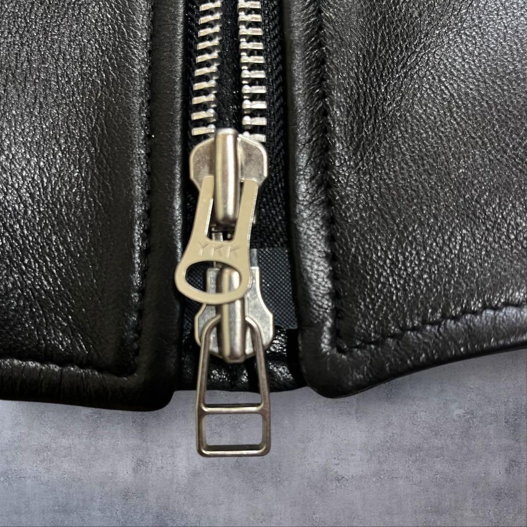 【美品】 シップス シングル ラムレザー ライダースジャケット L ブラック