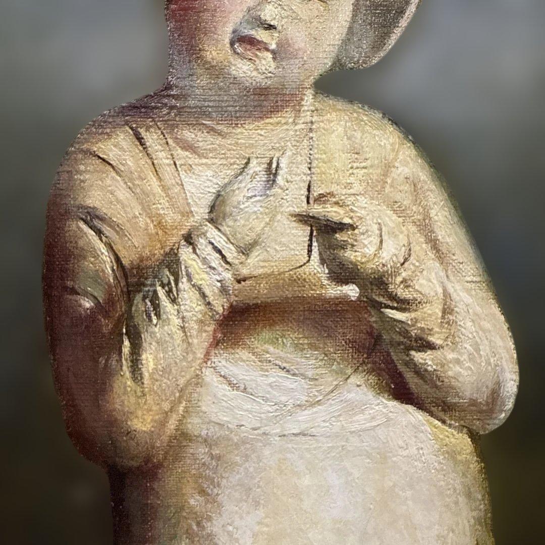 油彩画　唐　加彩婦人俑図　赤松克巳先生