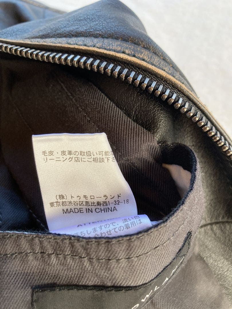 TOMORROWLAND ブラック牛レザー　シングルライダースジャケット