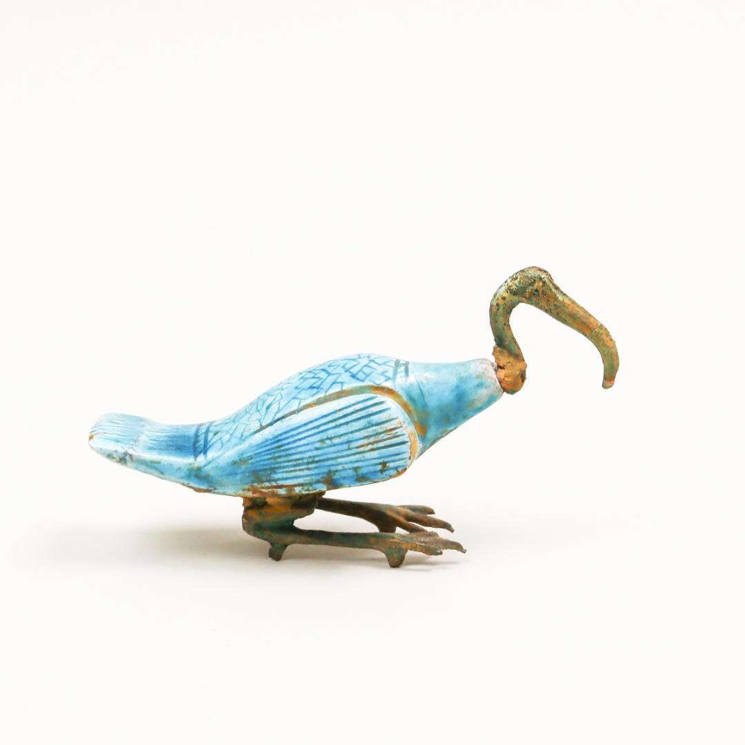 エジプト トキ アミュレット 銅と陶器 置物