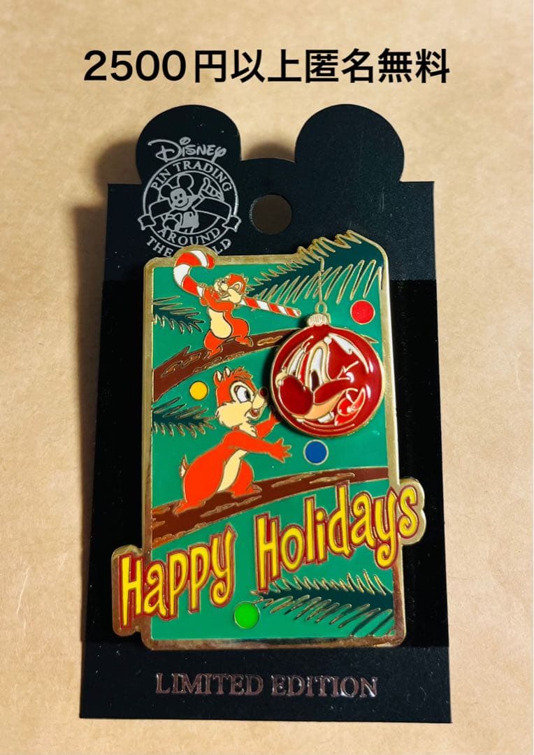 3447.昔の海外ディズニーランドアナハイムピン クリスマス チップとデール