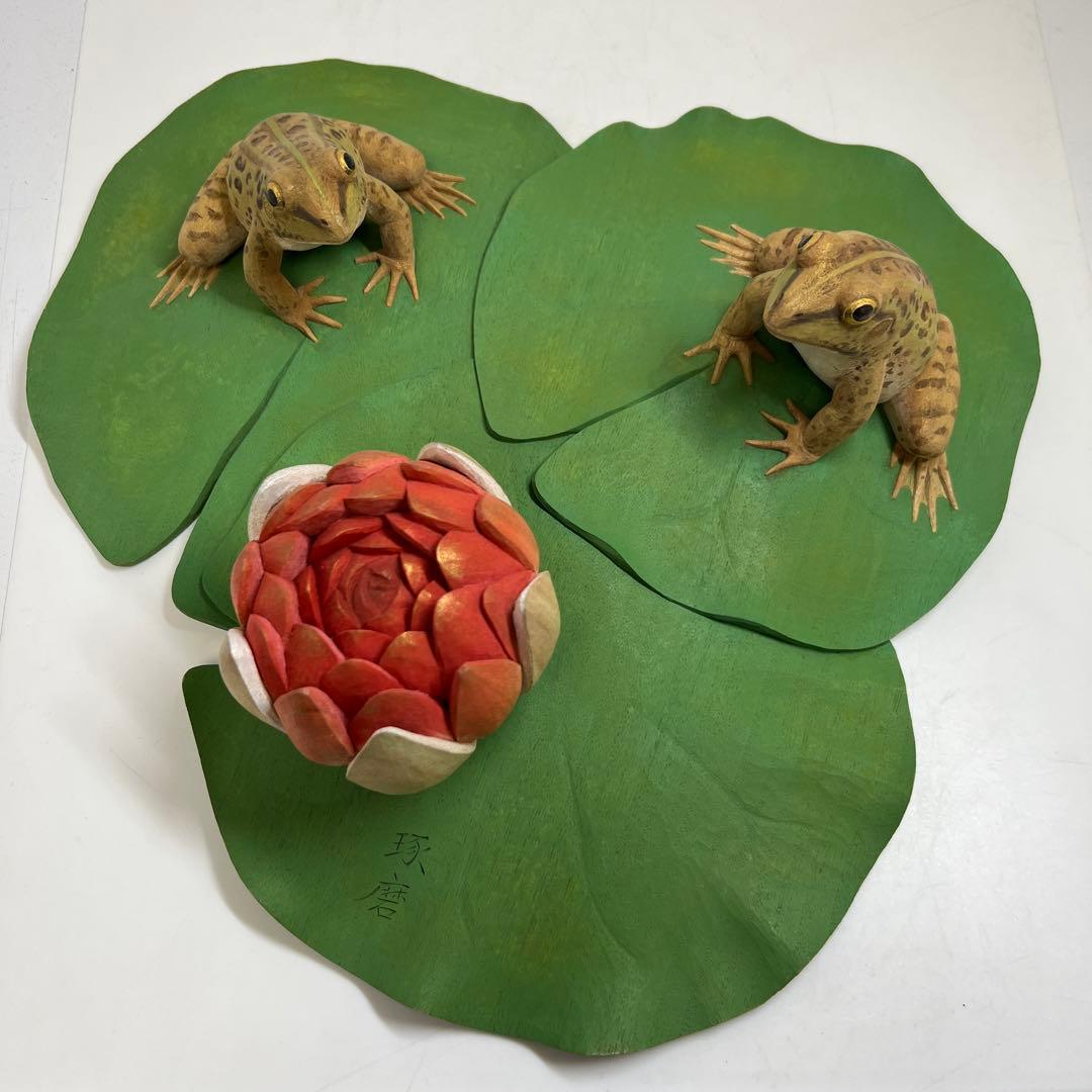 神保琢磨　木彫彩色「春陽」 共箱　幅約31㎝　チニエト　東な7-1221☆2F