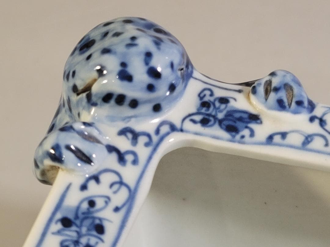 中国 染付 四方蝦蟇 筆洗 DT745