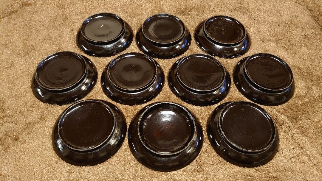 輪島塗　漆器　朱塗　栗色　豆皿　菓子皿　台皿　蔵出し　１０客