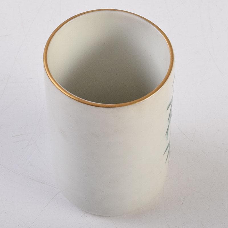 茶道具　渋草焼　渋草柳三作　色絵竹文　茶布筒　共箱　V　8990