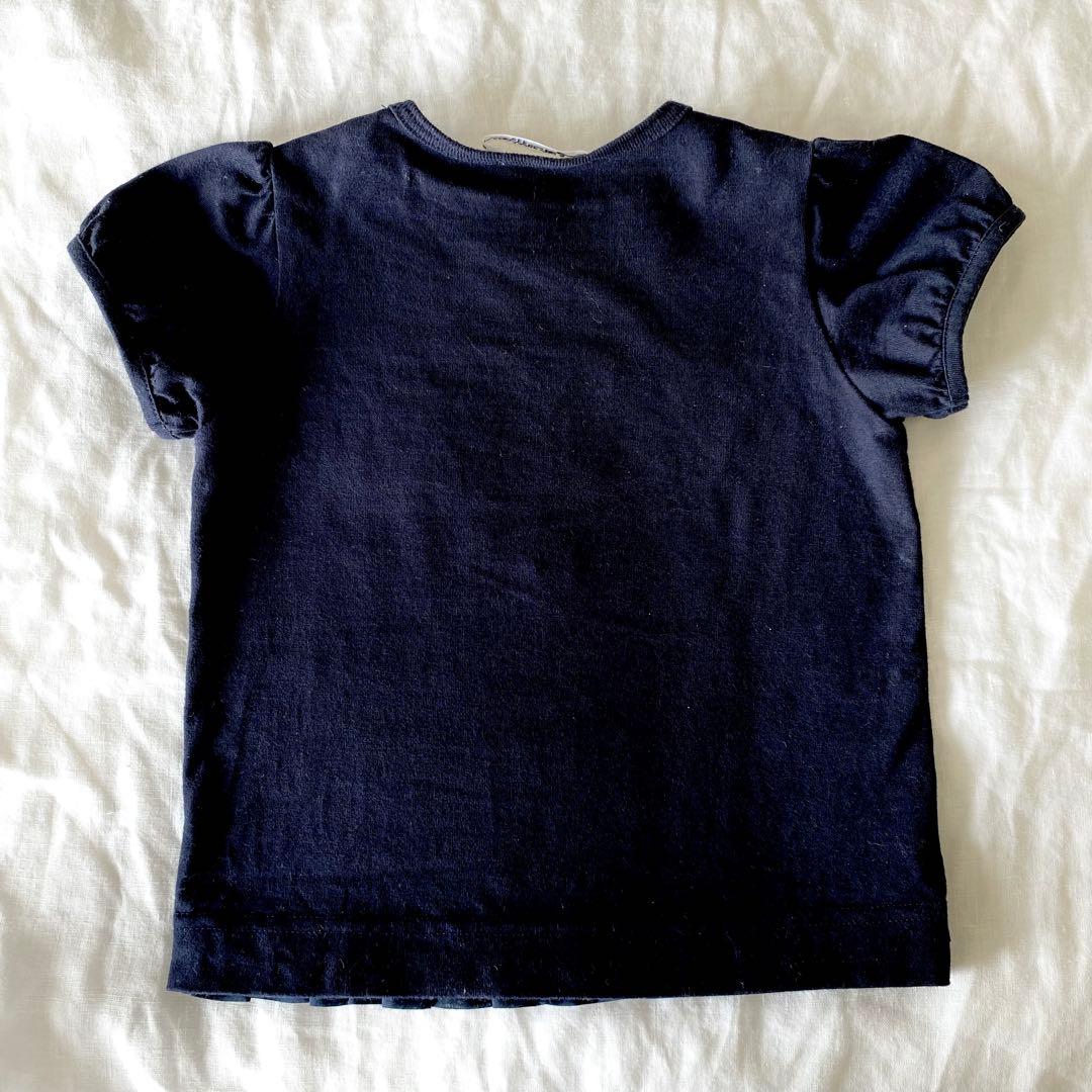 ファミリア♪Tシャツ　90サイズ　紺色　フリル　在庫わずか