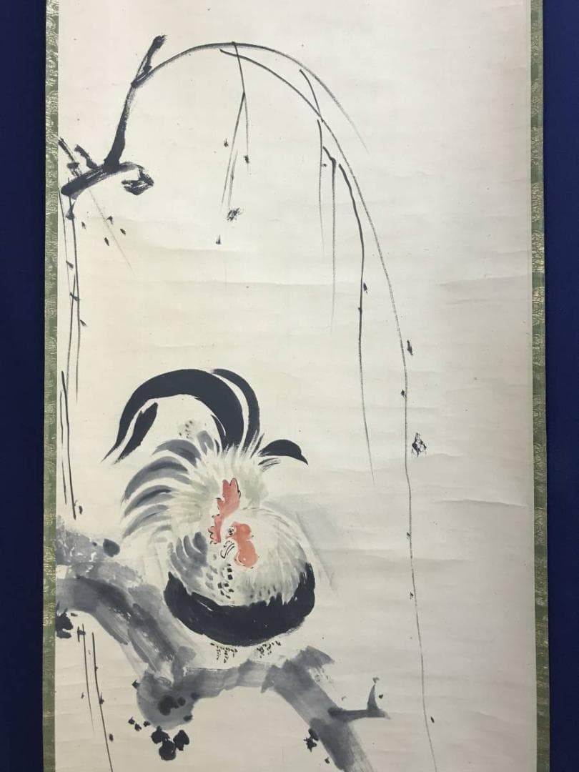 真作/狩野岑信/桃仙人花鳥図/東方朔/尾長鳥図/三幅対/名家伝来/AE-205