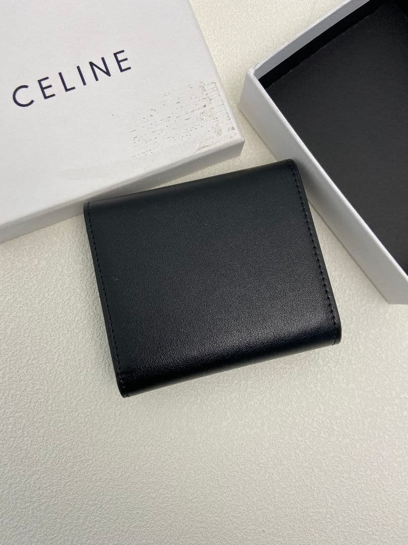 CELINE 黒 レザー 三つ折り財布