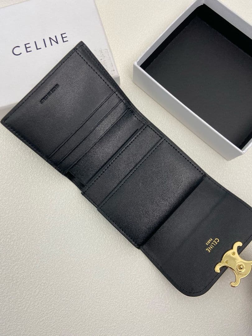CELINE 黒 レザー 三つ折り財布
