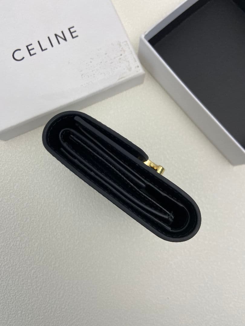 CELINE 黒 レザー 三つ折り財布