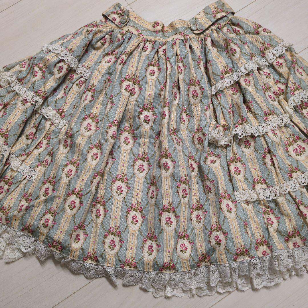 メタモルフォーゼ　初期　スカート　アンティークローズブーケ柄　水色