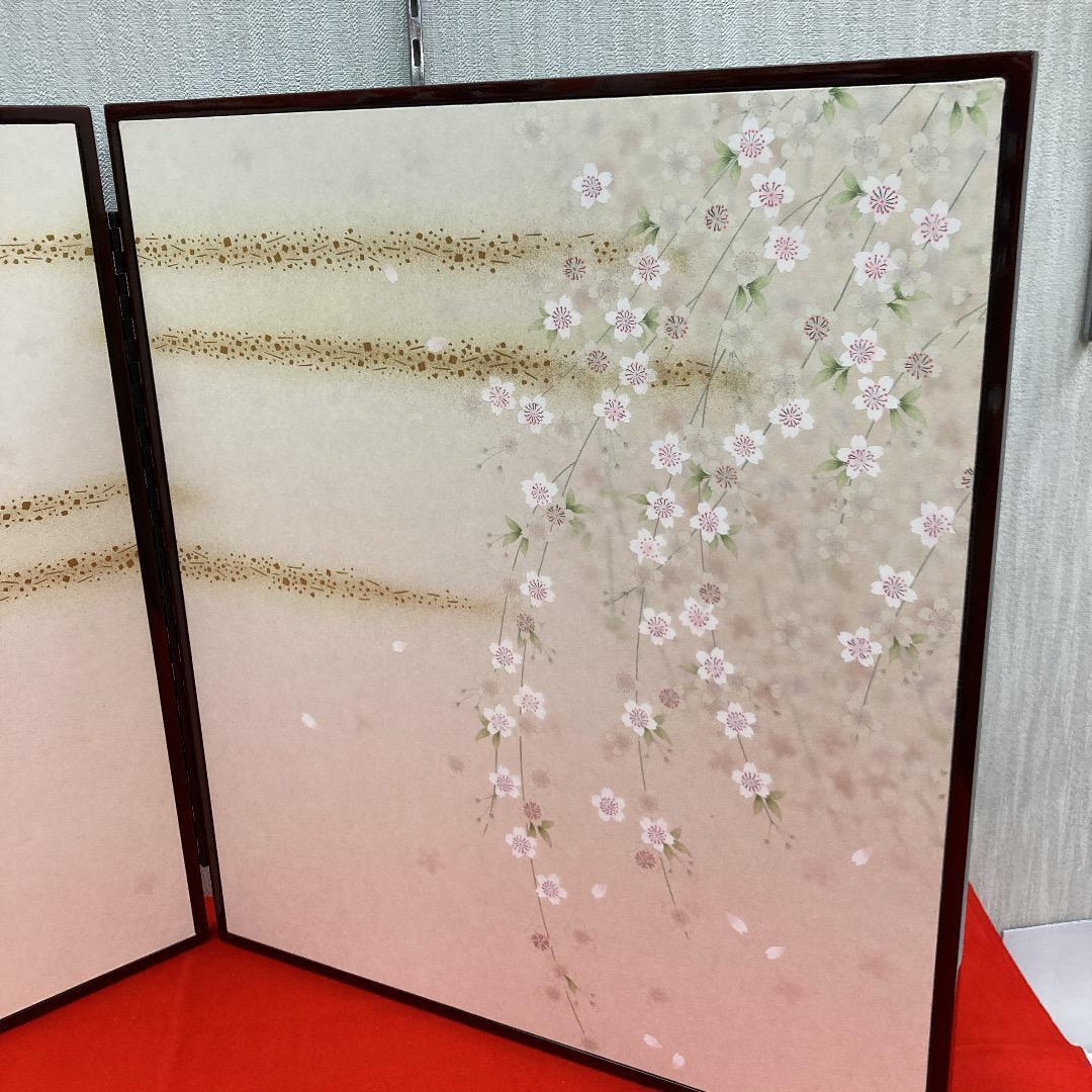 F22 高級塗り台と屏風のみ　台巾75㎝位　ひな人形飾り台　親王飾り