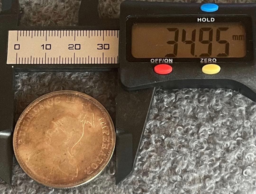 1893年 英領インド ヴィクトリア女王 2ルピー銀貨 実測22.24g