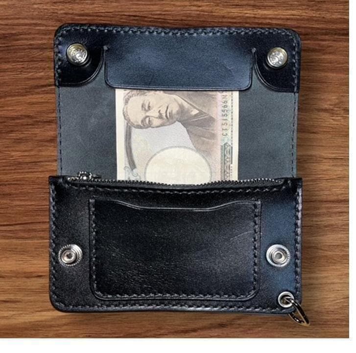 TERU ⑤ミドルトラッカーウォレット/栃木レザーシルバー/小判カンシルバ