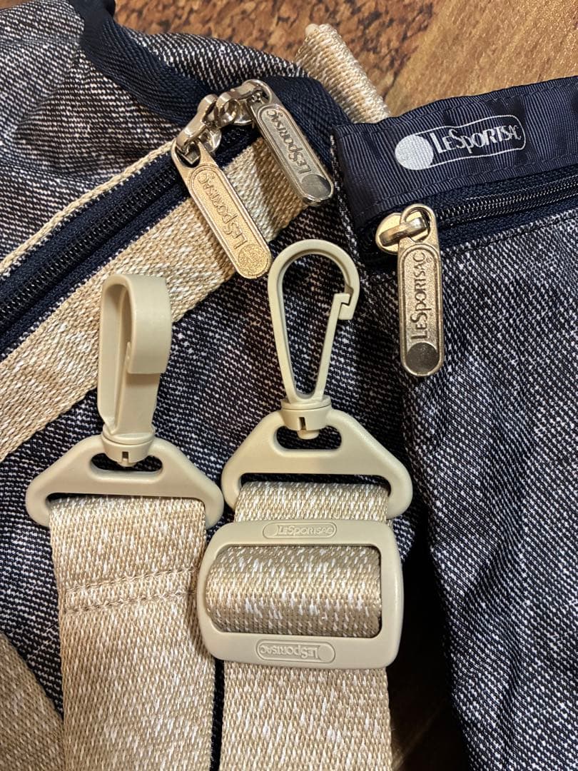 新品同　レスポートサック ボストンバッグ　デニムブルー×霜降りベージュ