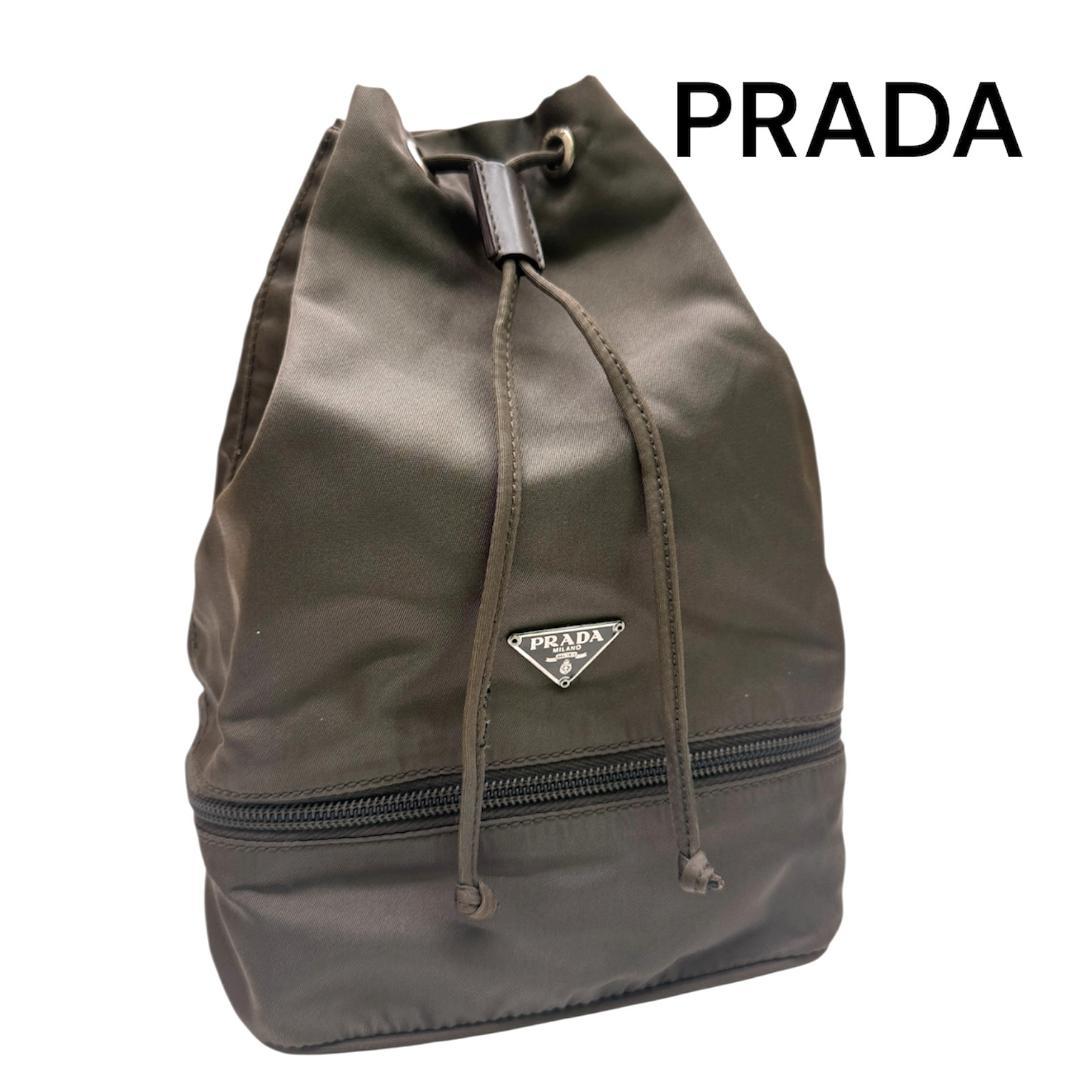 ★美品★PRADA プラダ 巾着 ポーチ 三角プレート ナイロン
