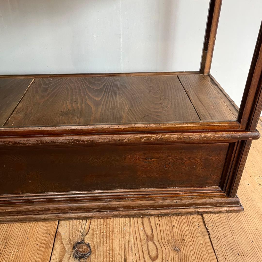 アンティーク ガラス ショーケース カウンター ゆらゆらガラス 無垢材 店舗什器