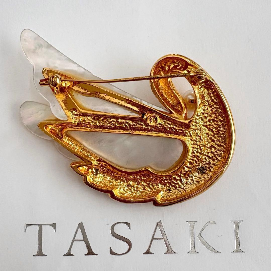 TASAKI タサキ マザーオブパール　アコヤ真珠　スワンモチーフ SVブローチ