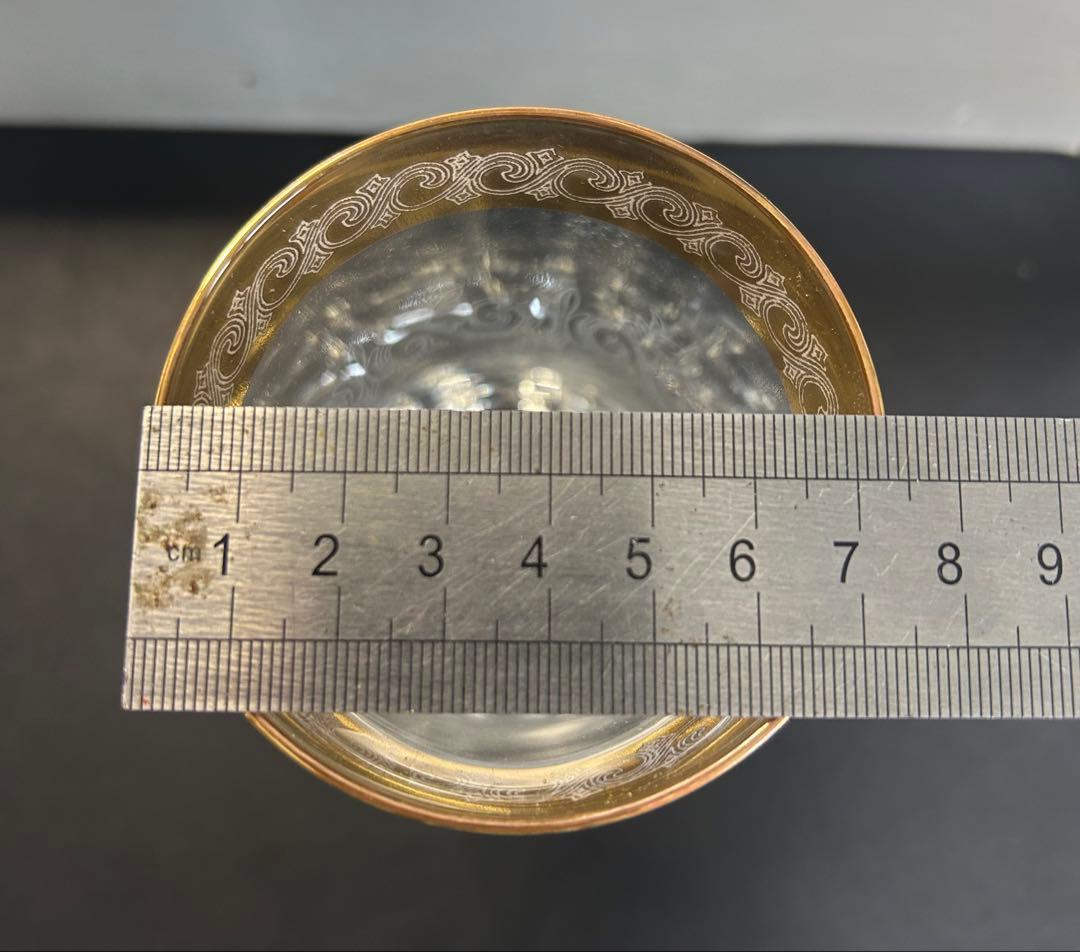 イタリア製の24K金彩グラス 6客　旧家蔵出し、縁起物、金運、開運