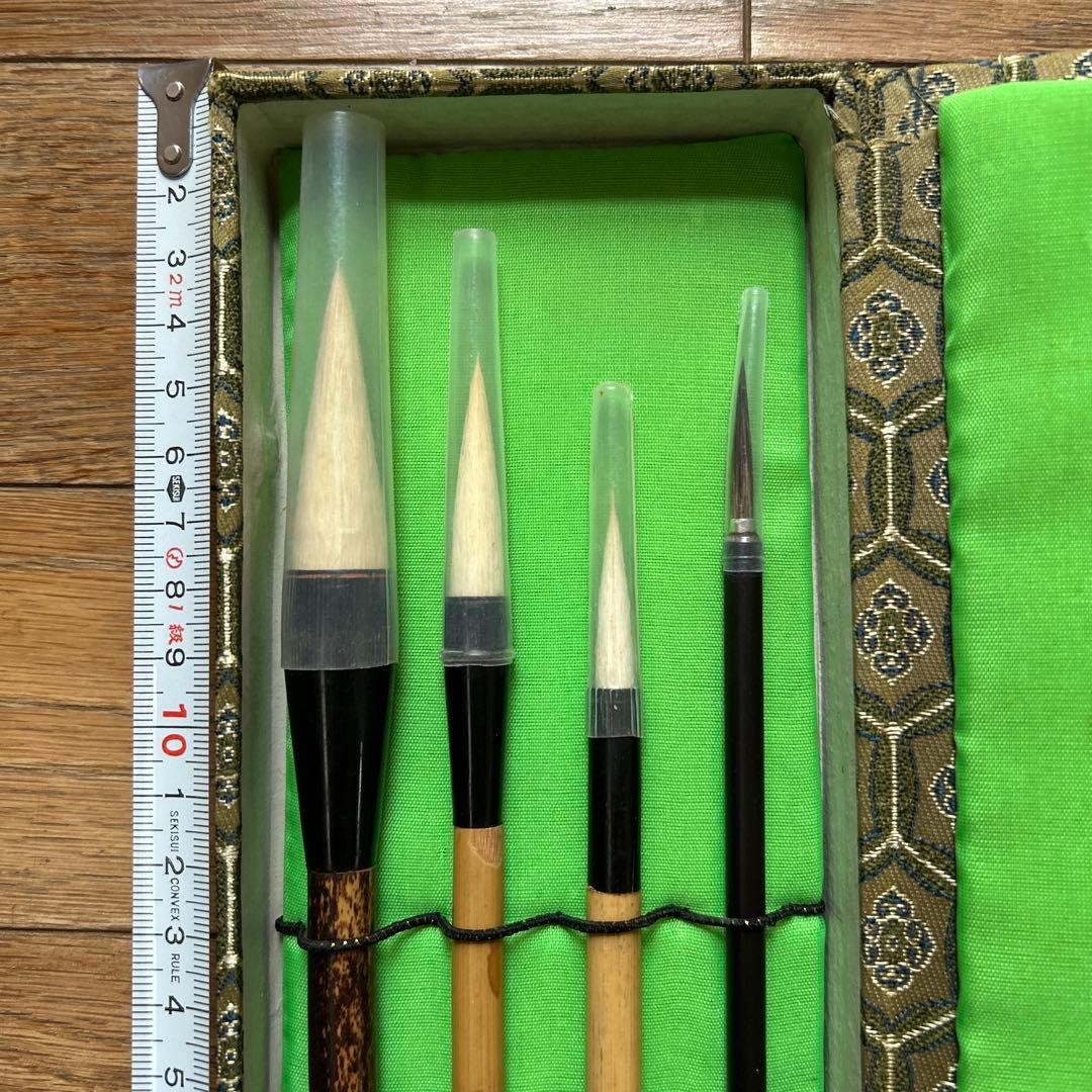 最高級書道、水墨画名品【中国文房精製貢品名筆4本組】高級天然竹使用高級化粧箱付
